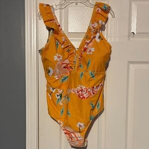 Floral Yellow One-Piece Swimsuit